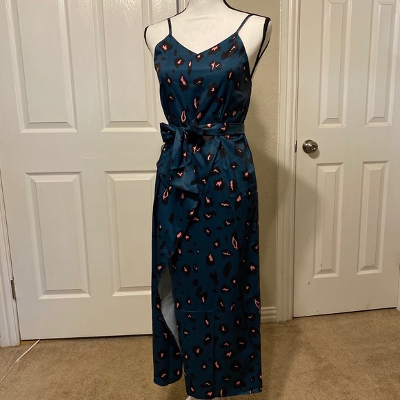 green and pink leopard print dress